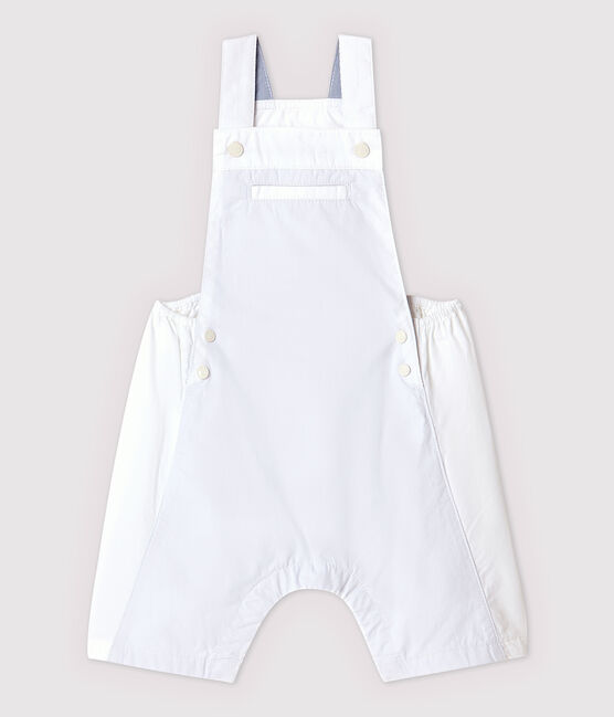 Salopette courte en serge craquante bébé garçon blanc ECUME