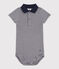 Body manches courtes col polo en coton rayé bébé bleu SMOKING/blanc MARSHMALLOW