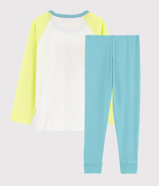 Pyjama motif léopard petit garçon en coton jaune SUNNY/blanc MULTICO