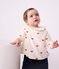 Blouse b&eacute;b&eacute; en velours brod&eacute; motif n&oelig;uds &eacute;cru/rouge