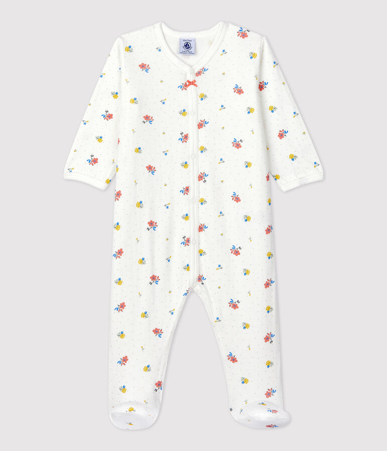 Dors-bien b&eacute;b&eacute; fleuri en coton biologique blanc MARSHMALLOW/blanc MULTICO