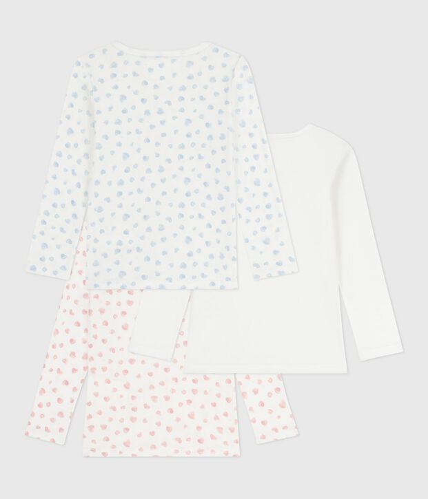 Lot de tee-shirts enfant en coton manches longues imprim&eacute; c&oelig;urs multicouleur