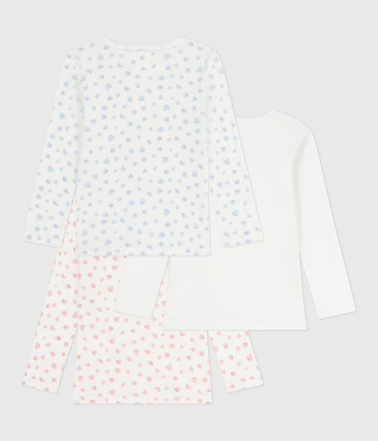 Lot de tee-shirts enfant en coton manches longues imprim&eacute; c&oelig;urs variante 1