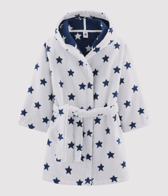 Peignoir petit garçon en éponge blanc MARSHMALLOW/bleu MEDIEVAL
