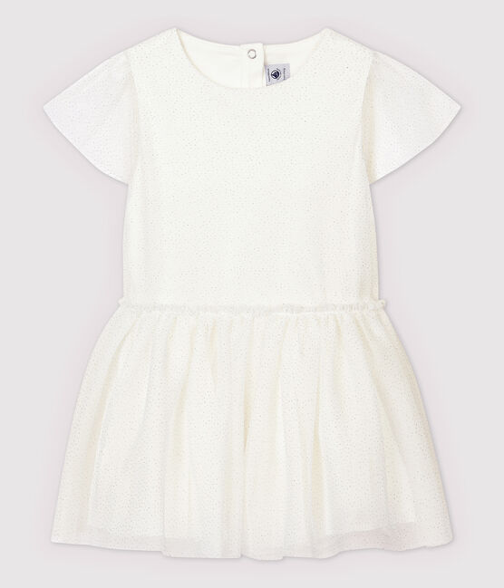 Robe cérémonie en tulle enfant fille blanc MARSHMALLOW/gris ARGENT