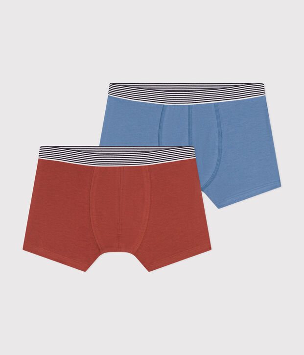 Lot de 2 boxers en coton et &eacute;lasthanne junior multicouleur