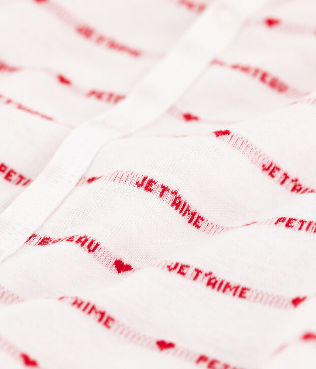 Combicourt Petit Bateau je t'aime en c&ocirc;te. blanc/rouge