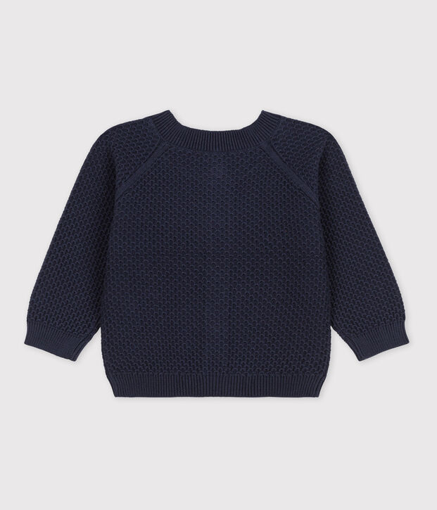 Cardigan b&eacute;b&eacute; en tricot en coton bleu marine