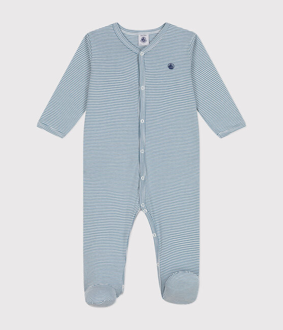Pyjama imprimé en coton bébé bleu ROVER/blanc MARSHMALLOW