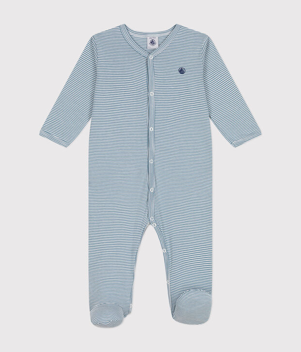 Pyjama imprim&eacute; en coton b&eacute;b&eacute; bleu/blanc