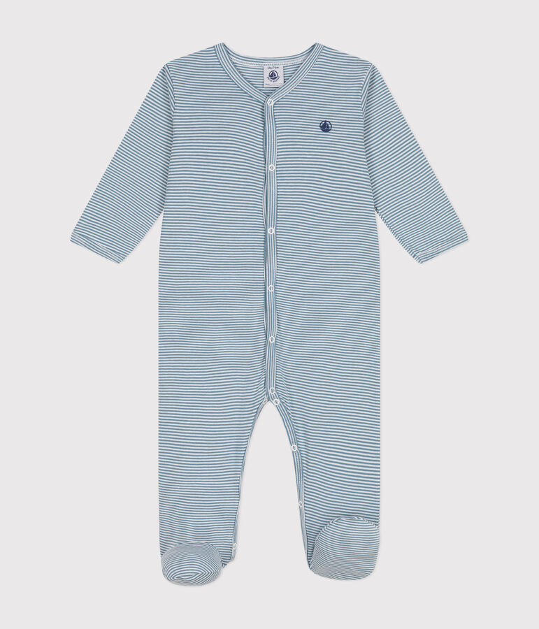 Pyjama imprim&eacute; en coton b&eacute;b&eacute; bleu ROVER/blanc MARSHMALLOW