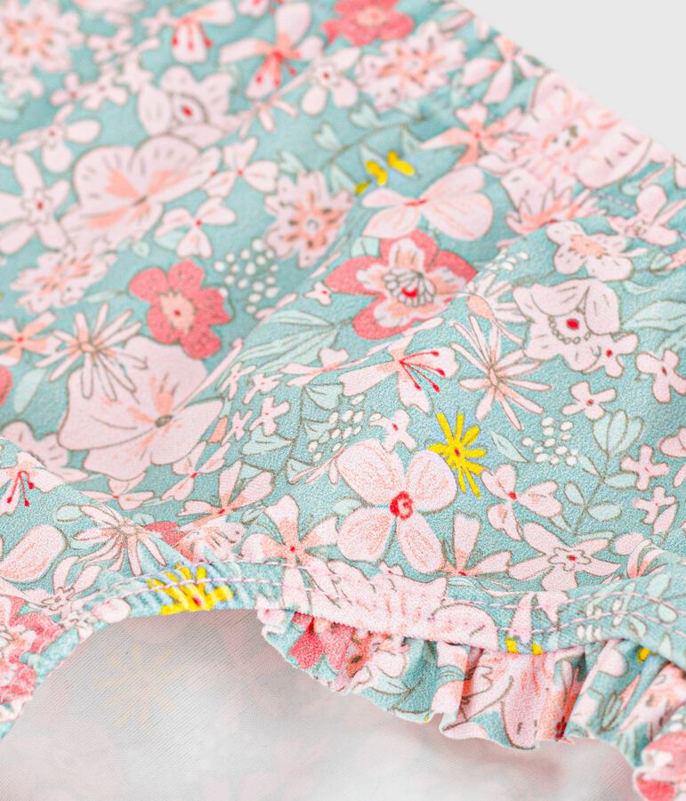 Culotte de bain b&eacute;b&eacute; &agrave; volants, imprim&eacute;e fleurs bleu/multicouleur