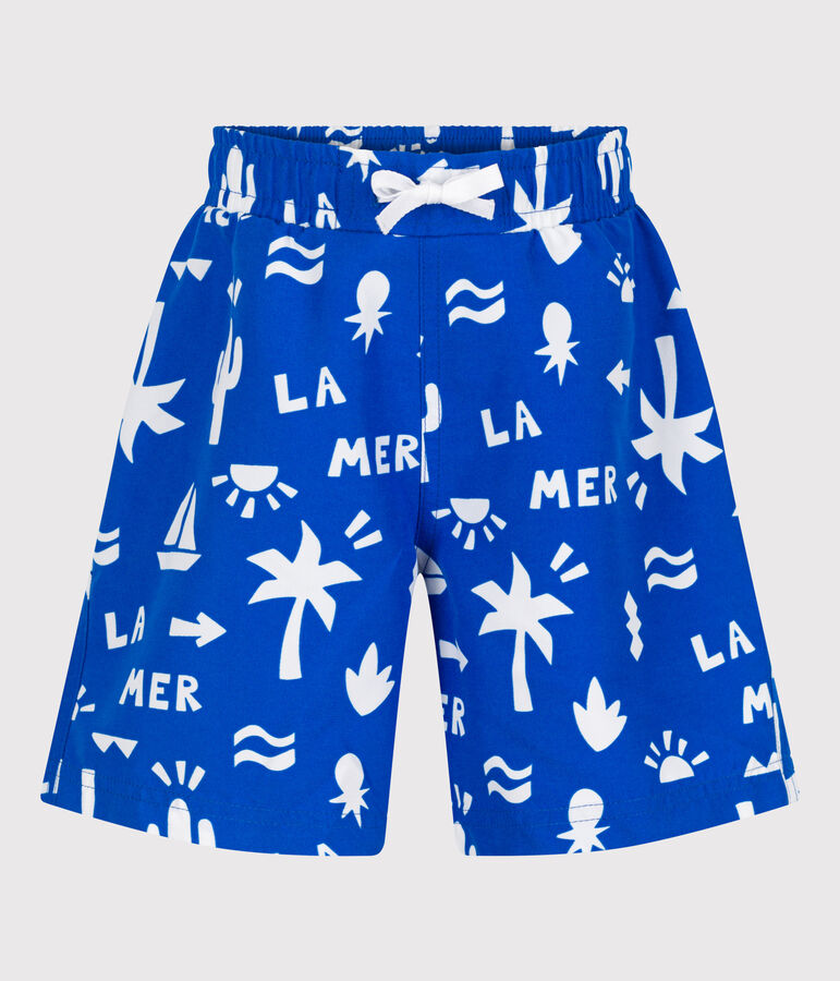 Short de bain enfant imprim&eacute; bleu/blanc