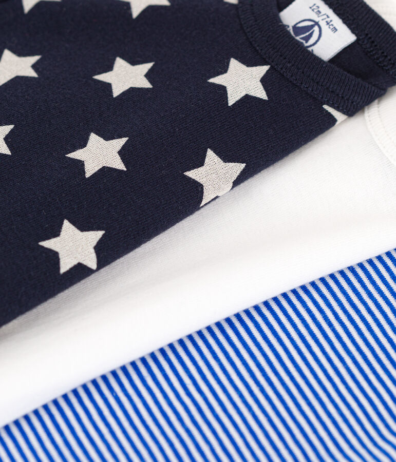 Lot de 3 bodies manches longues &eacute;toiles en coton multicouleur