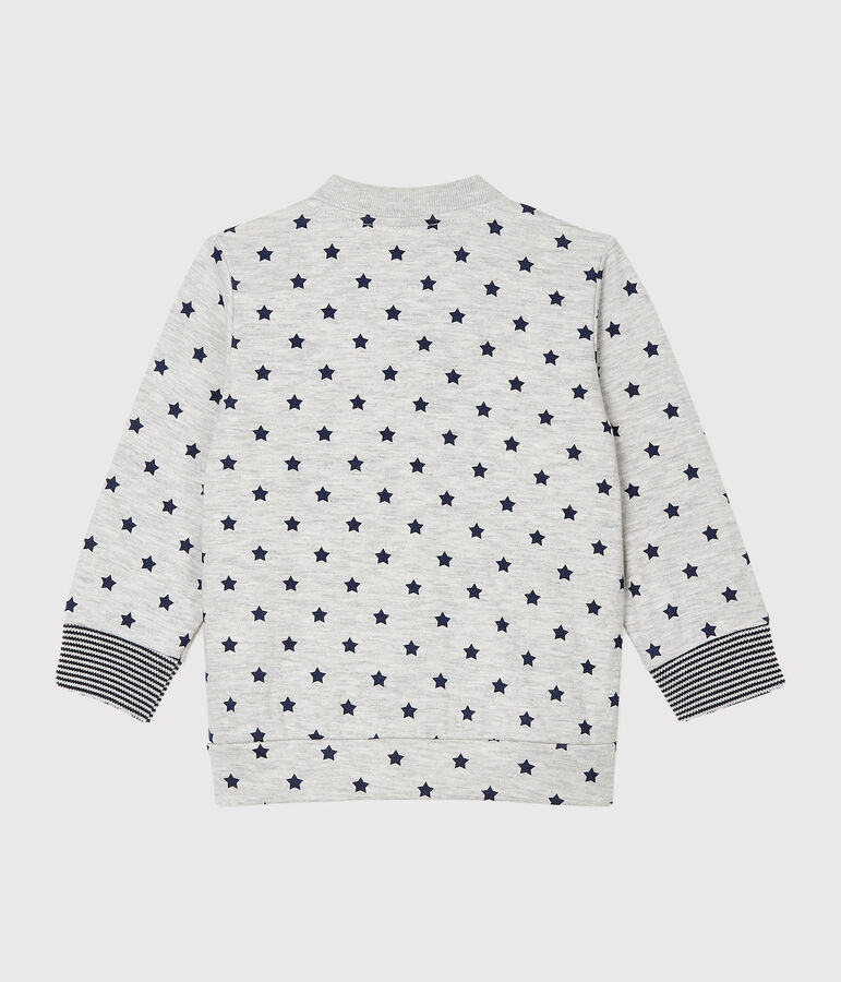 Cardigan b&eacute;b&eacute; gar&ccedil;on en tubique imprim&eacute; gris/bleu