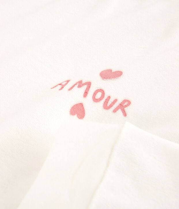Pyjama fille en velours rose/blanc