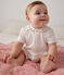 Combicourte bébé en coton et son col brodé blanc MARSHMALLOW