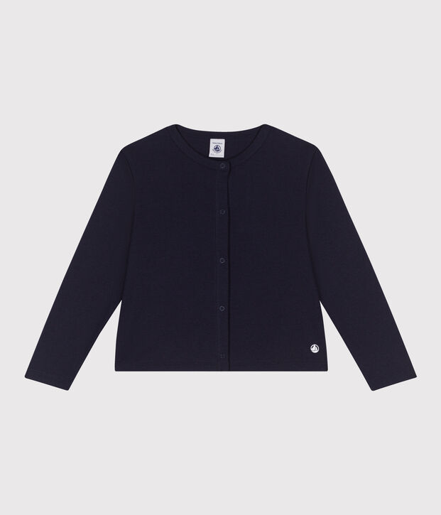 Cardigan enfant en coton uni bleu