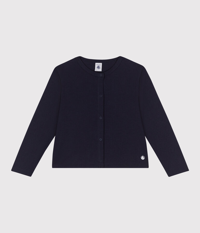 Cardigan enfant en coton uni bleu SMOKING