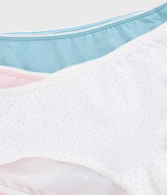 Lot de 3 shorties pois argent fille en coton biologique  et elasthanne variante 1