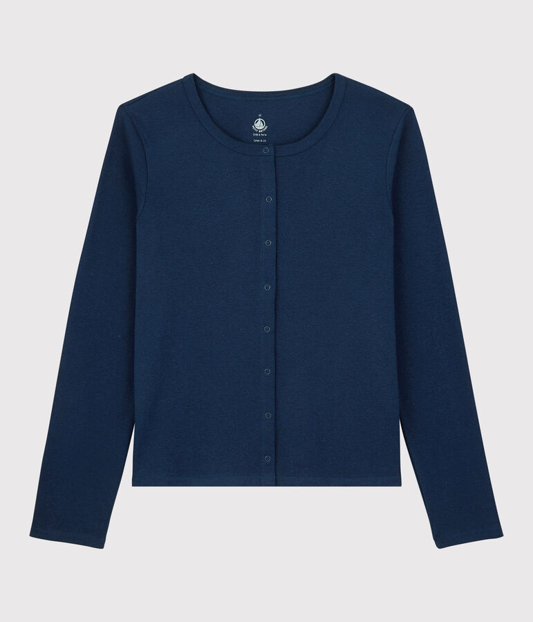 Cardigan en coton/lin uni Femme bleu MEDIEVAL