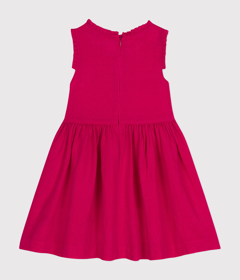 Robe sans manche en lin enfant fille rose DELHI