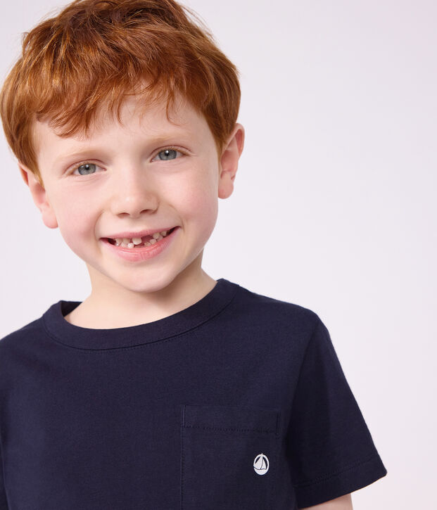 Tee-shirt manches courtes enfant gar&ccedil;on bleu marine