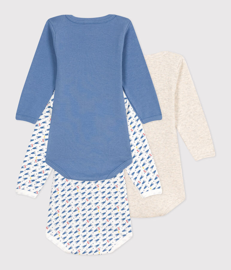 Lot de 3 bodies manches longues imprim&eacute; fus&eacute;e en coton b&eacute;b&eacute; variante 1