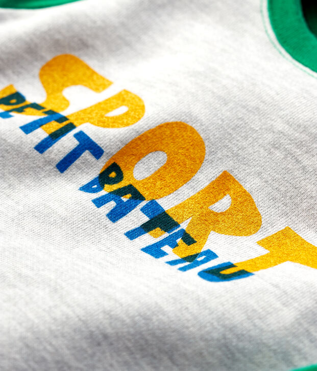 Combinaison en molleton b&eacute;b&eacute;. gris/vert