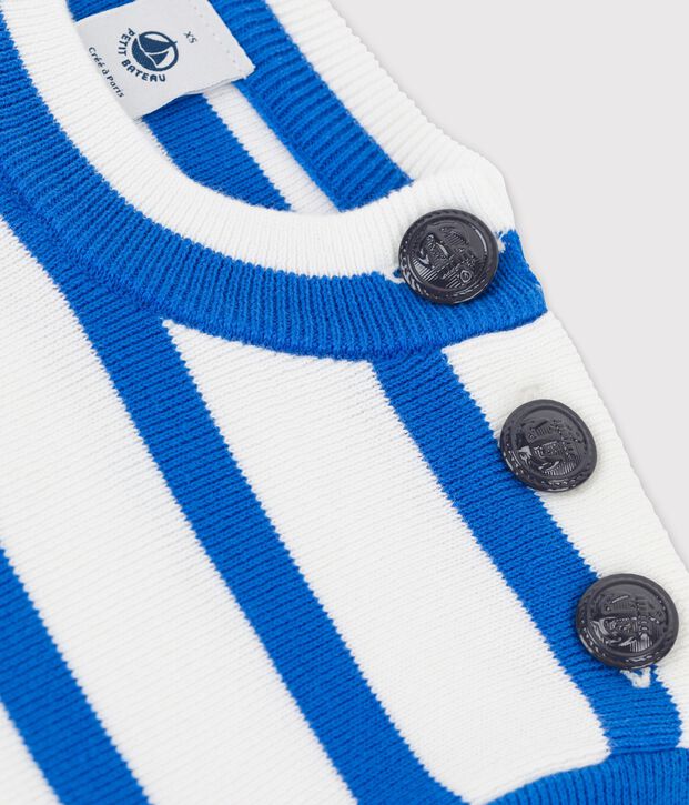 Pull marin en coton Femme blanc/bleu
