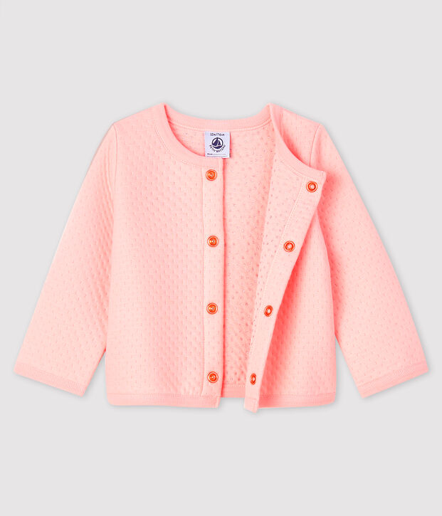 Cardigan b&eacute;b&eacute; fille en tubique rose
