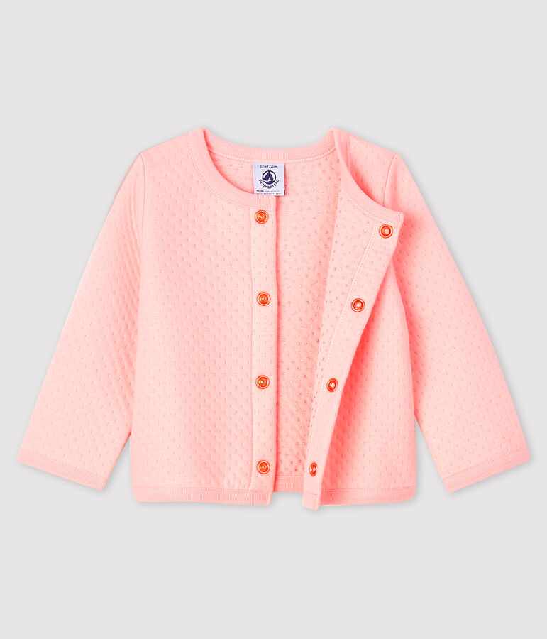 Cardigan b&eacute;b&eacute; fille en tubique rose