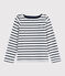 Marinière en jersey enfant fille blanc MARSHMALLOW/ SMOKING ARGENT BRILLANT