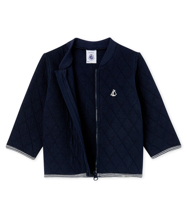 Cardigan b&eacute;b&eacute; gar&ccedil;on en tubique matelass&eacute; bleu