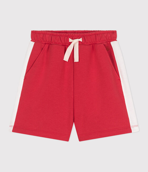 Bermuda short enfant en coton uni rouge