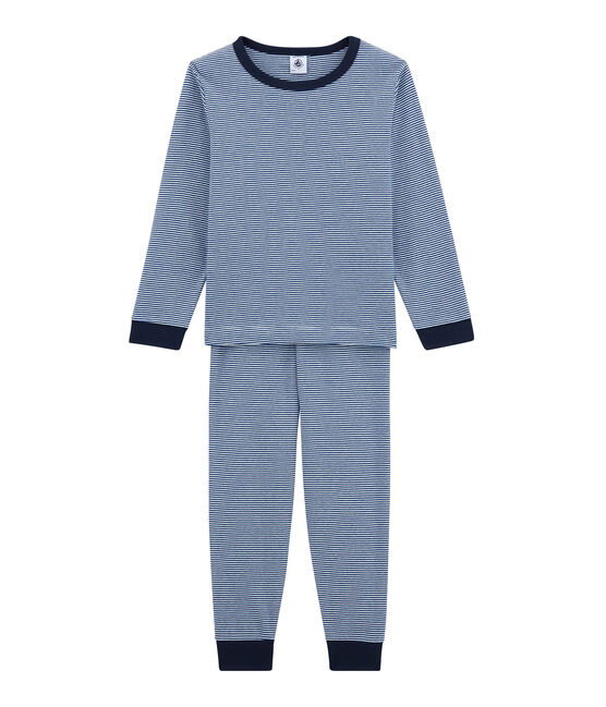 Pyjama petit garçon bleu LIMOGES/blanc MARSHMALLOW