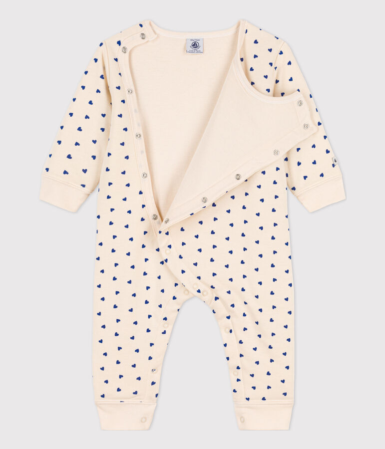 Dors-bien sans pieds c&oelig;ur b&eacute;b&eacute; en coton &eacute;cru/bleu