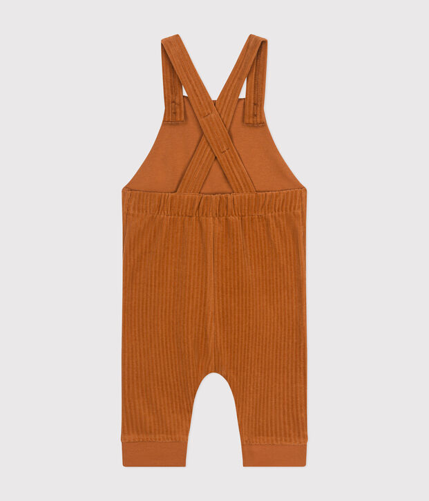 Salopette longue en velours b&eacute;b&eacute; marron