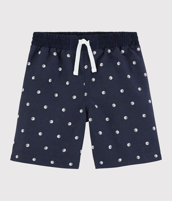 Short de bain recyclé enfant garçon bleu SMOKING/blanc MARSHMALLOW