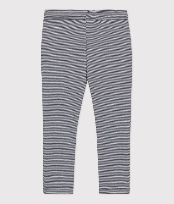 Pantalon en double jersey enfant fille bleu SMOKING/blanc MARSHMALLOW