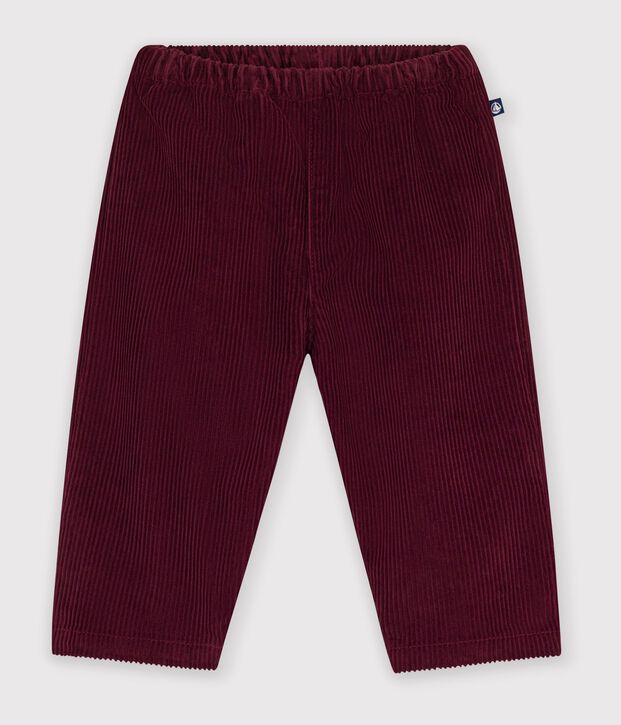 Pantalon b&eacute;b&eacute; en velours uni bordeaux