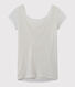 T-shirt femme col bénitier au dos en lin irisé