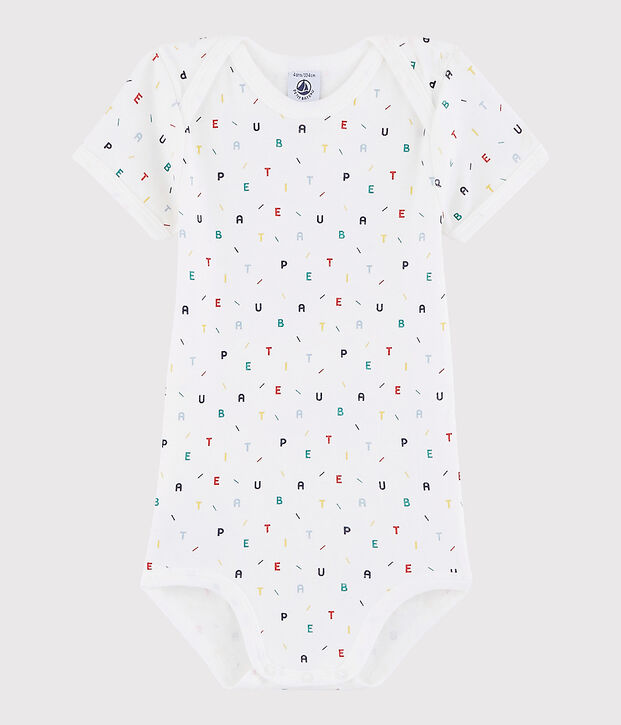 Body manches courtes b&eacute;b&eacute; fille-gar&ccedil;on blanc/multicouleur