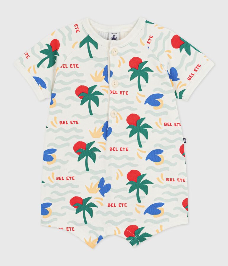 Combinaison courte b&eacute;b&eacute; en coton imprim&eacute;e &eacute;cru/multicouleur