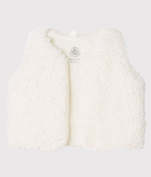 Gilet sans manches b&eacute;b&eacute; fille en sherpa blanc