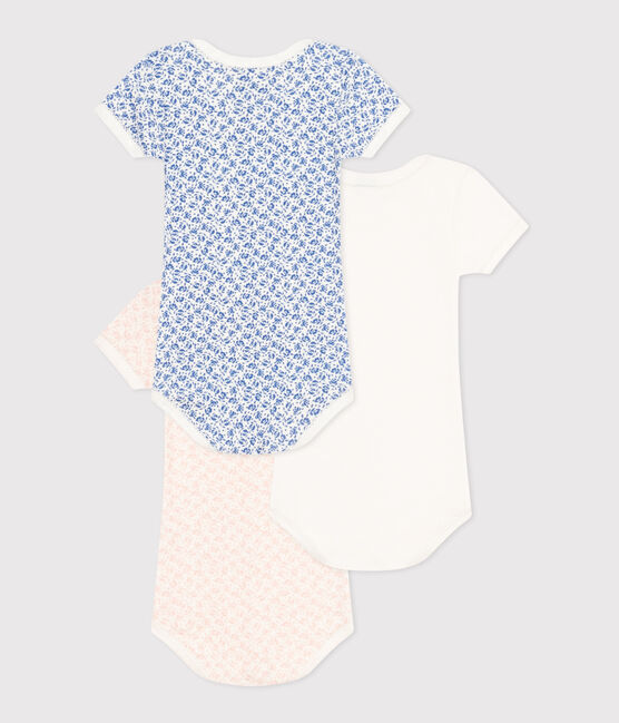 Lot de 3 bodies manches courtes fleurs en coton bébé variante 1