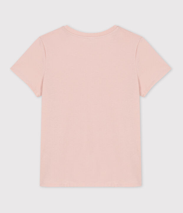 Tee-shirt LE DROIT col rond en coton bio Femme rose