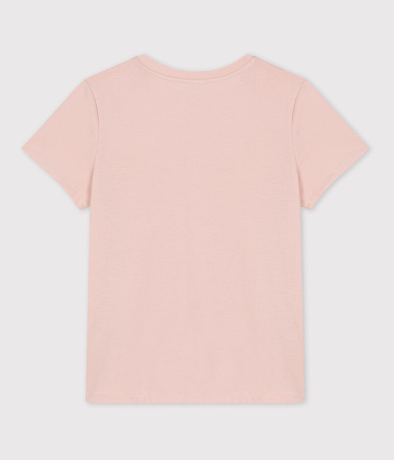 Tee-shirt LE DROIT col rond en coton bio Femme rose SALINE