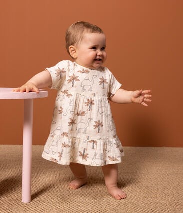 PETIT BATEAU - Robe manches courtes bébé en gaze de coton imprimée