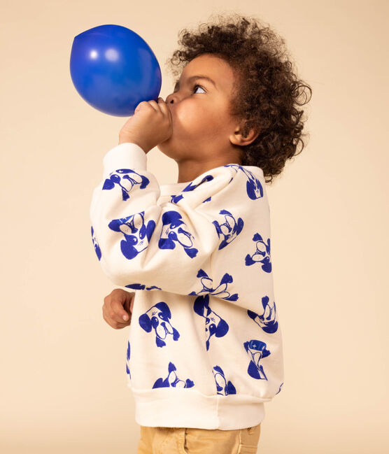 Sweatshirt imprimé en molleton enfant fille / garçon blanc AVALANCHE/ NEWBLEU